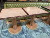 10 x Wooden Top Square Dining/Restaurant Tables on Column Fluted Base. Size 75 x 75cm.