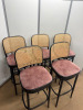 5 x Light Dusty Pink & Black Bentwood Framed High Stools with Rattan Style Back & 1 x Spare Frame (No Pad Seat). - 3