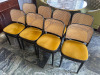 11 x Mustard Yellow Black Bentwood Framed Dining Chairs with Rattan Style Back. NOTE: missing 3 chairs are frame only, missing pad seat. - 2
