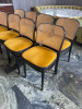 11 x Mustard Yellow Black Bentwood Framed Dining Chairs with Rattan Style Back. NOTE: missing 3 chairs are frame only, missing pad seat. - 3