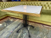 10 x Ardamez Made in France Outdoor Marble Effect Dining Table with Brass Trim on Black Metal Base. 9 x Square (Size 70 x 70cm) & 1 x Round (Dia 90cm). - 2