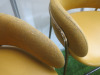 3 x Strike Bar Stools Upholstered in Mustard Coloured Fabric & Leather on Gold Metal Frame. - 4