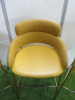 3 x Strike Bar Stools Upholstered in Mustard Coloured Fabric & Leather on Gold Metal Frame. - 5