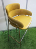 3 x Strike Bar Stools Upholstered in Mustard Coloured Fabric & Leather on Gold Metal Frame. - 8