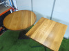 7 x Dining Tables with Heavy Wood Tops & Assorted Metal Pedestal Bases to Include: 5 x Square, Size H75 x W70 x D60 & 2 x Round, Size H90 x Dia 75cm. - 6