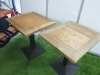 7 x Dining Tables with Heavy Wood Tops & Assorted Metal Pedestal Bases to Include: 5 x Square, Size H75 x W70 x D60 & 2 x Round, Size H90 x Dia 75cm. - 11