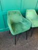 2 x Green Patterned Suede Chairs with Black Legs. - 3