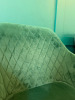 2 x Green Patterned Suede Chairs with Black Legs. - 6