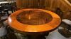Large Round Wooden Pedestal Dining Table on 4 Way Curved Leg Base, Size H78 x Dia 146cm.