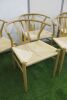 6 x Wishbone Style, Metal Frame Scandi Style Dining Chairs with Y Shaped Back & Hemp Seat. - 2