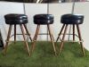 5 x Black Leather Backless Stools with Stained Wood & Metal Base.