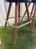 5 x Black Leather Backless Stools with Stained Wood & Metal Base. - 4