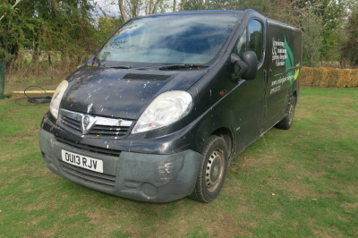 OU13 RJV: Vauxhall Vivaro 2900 CDTI LWB Panel Van in Black. Diesel, Manual, 1995cc, Mileage 145,805. MOT Expires 18.11.2026. V5 & 1 Key. 1 Former Keeper.