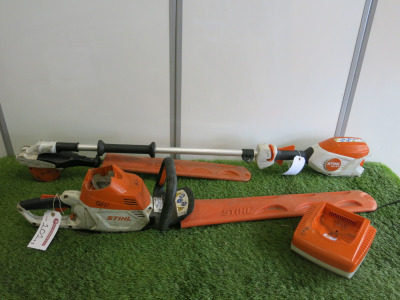 2 x Stihl Hedge Trimmers to Include: 1 x Stihl HAS 100.1 Electric Hedge Trimmer & 1 x Stihl HLA 66 Electric Hedge Trimmer, Comes with Stihl AL300 Battery Charger.