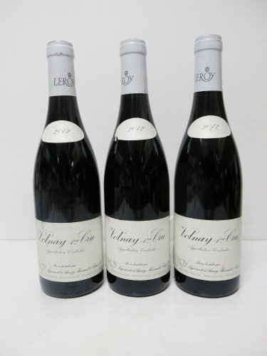 3 x Bottles of Leroy Volnay 1er Cru Red Wine, 2012, 750ml.