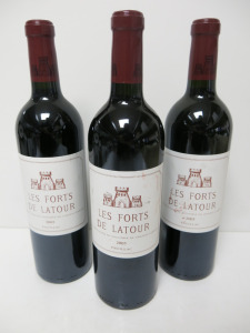3 x Bottles of Les Forts de Latour Pauillac Red Wine, 2005, 750ml.