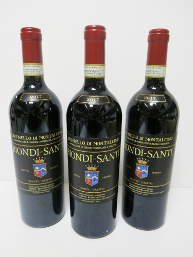 3 x Bottles of Brunello Di Montalcino Biondi Santi Red Wine, 2017, 750ml.