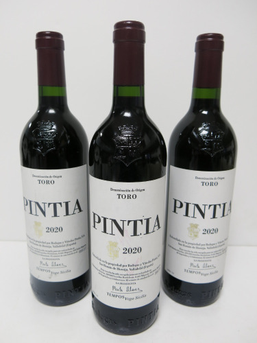 3 x Bottles of Pintia Denominacion de Origen Toro Red Wine, 2020. 750ml.
