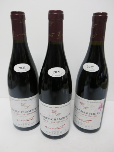3 x Bottles of Domaine Tortochot Gevrey Chambertin 1er Cru Red Wine (2 x 2021 & 1 x 2017), 750ml.