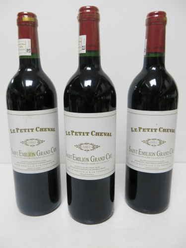 3 x Bottles of Le Petit Cheval Saint Emilion Grand Cru Red Wine, 2002, 750ml.