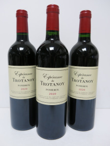 3 x Bottles of Esperanee de Trotanoy Pomerol Red Wine, 2020, 750ml.
