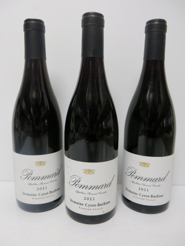 3 x Bottles of Domaine Cyrot Buthiau Pommard Red Wine, 2021, 750ml.