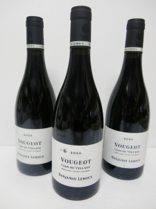 3 x Bottles of Benjamin Leroux Vougeot Clos Du Village Red Wine, 2020, 750ml.