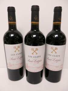 3 x Les Clefs de Saint Estephe Grand Vin de Bordeaux, 2017, 750ml.