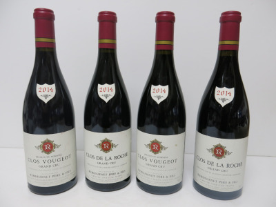 4 x Bottles of Remoissenet Pere & Fils to Include: 2 x Clos de la Roche 2014 & 2 x Clos Vougeot 2014.