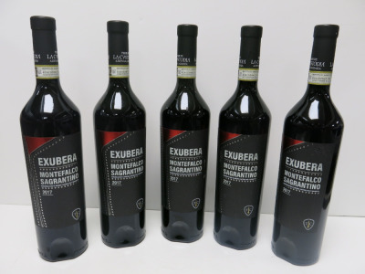 5 x Exubera Montefalco Sagrantino Red Wine, 2017, 750ml.
