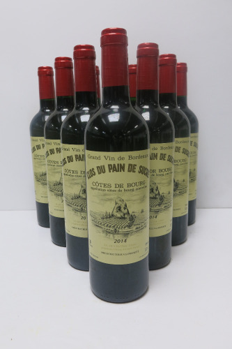 10 x Clos Du Pain De Sucre Cotes De Bourg Red Wine, 2014, 750ml.