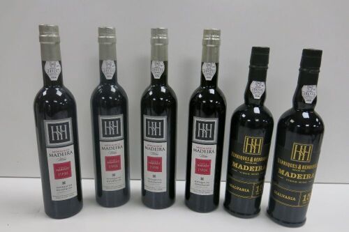6 x Bottles of Sweet Red Wine to Include: 4 x Henriques & Henriques Sweet Wine Single Harvest 1998 & 2 x Henriques & Henriques Malvasia 15 Years Old, 500ml.