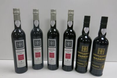 6 x Bottles of Sweet Red Wine to Include: 4 x Henriques & Henriques Sweet Wine Single Harvest 1998 & 2 x Henriques & Henriques Malvasia 15 Years Old, 500ml.