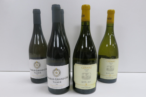 6 x Bottles of White Wine to Include: 3 x Chablis Grand Cru Valmur 2023 & 3 x Cervaro Della Sala Antinori 2023.