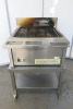 Synergy Grill Gas Griddle with Chrome Top & Garnish Rail. Come on Mobile Stainless Steel Table, Overall Size H90 x W70 x D70cm.