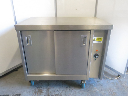 Mobile Double Sliding Door Stainless Steel Hot Cupboard, Model 1175.