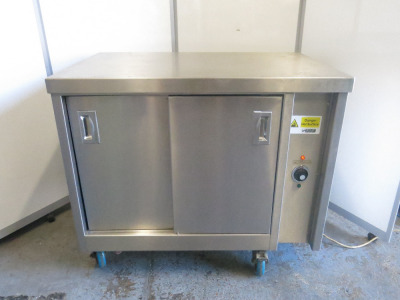 Mobile Double Sliding Door Stainless Steel Hot Cupboard, Model 1175.
