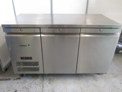 Williams Mobile Stainless Steel Double Door Refrigerated Prep Counter with 2 x Doors, Model HJC2SA R1. Size H86 x W136 x D66cm.
