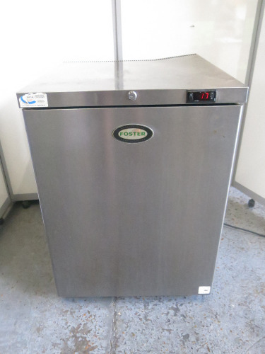 Foster Single Door Stainless Steel Undercounter Fridge, Model HR150. Size H84 x W60 x D65cm.