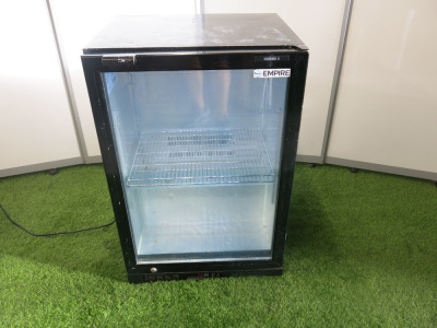 Empire Single Glass Door Back Bar Cooler, Model CL130H, S/N 2024080024, Size H90 x W60 x D50cm.