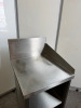 Mobile Stainless Steel Table with 2 Shelves Under & Backsplash. Size H85 x W58 x D65cm. - 2