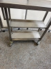Mobile Stainless Steel Table with 2 Shelves Under & 1 Shelf Above. H90 x W30 x D82cm. - 3