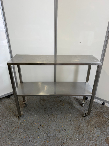 Mobile Stainless Steel Table with Shelf Under. Size H84 x W100 x D30cm.