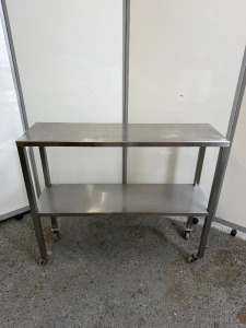 Mobile Stainless Steel Table with Shelf Under. Size H84 x W100 x D30cm.