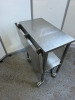 Mobile Stainless Steel Table with Shelf Under & Collapsable Extender. Size H85 x W75 x D42cm. NOTE: one wheel requires repair. - 3