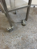 Mobile Stainless Steel Table with Shelf Under & Collapsable Extender. Size H85 x W75 x D42cm. NOTE: one wheel requires repair. - 4