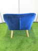2 x Blue Velvet Chairs on Wooden Legs. - 4