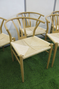 30 x Wishbone Style, Metal Frame Scandi Style Dining Chairs with Y Shaped Back & Hemp Seat.