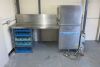 Meiko Pass Through Dishwasher, Model DV80.2, S/N 10291668, YOM 2015, Size H147 x W70 x D80cm. Comes with Stainless Steel In Or Out Table, Size H90 x W145 x D80cm.