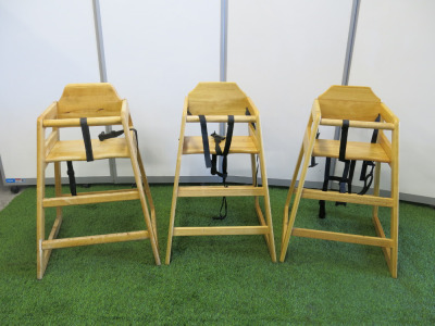 3 x Childrens Wooden High Chairs to Include: 2 x Bolero & 1 x Other.